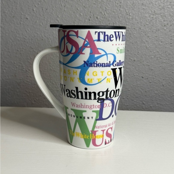 Jay Joshua NY Washington DC Neon Porcelain Travel Mug with Lid - Picture 2 of 6